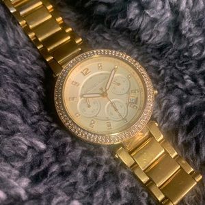 Gold MK Watch with bling bezel